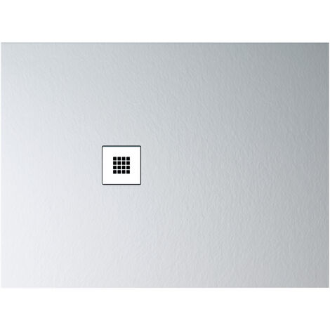 SOGOOD 100x120x3cm flach aus Mineralguss in Weiß Rechteckig DIN-Anschlüsse für bodenebene Montage geeignet