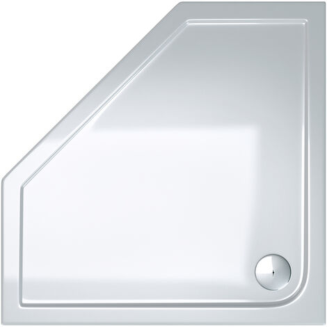 doporro® Duschtasse Duschwanne Faro5W 80x80x4 flach inkl. Ablaufgarnitur aus Acryl in Weiß Fünfeckig DIN-Anschlüsse für bodenebene Montage geeignet