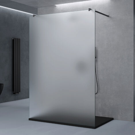 doporro® Duschwand Duschtrennwand 120x200 Walk-In Dusche schwarz mit Doppel-Stabilisator aus Echtglas 8mm ESG-Sicherheitsglas Vollsatiniert inkl. Nanobeschichtung