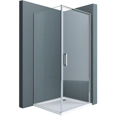 doporro Eck-Duschkabine 90x90x195cm Eckdusche mit Hebe- und Senkmechanismus ESG-Sicherheitsglas Klarglas inkl. beidseitiger Easy-Clean-Beschichtung Ravenna36-Plus