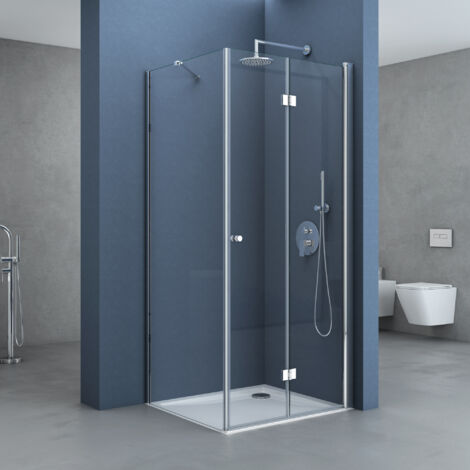 doporro Eck-Duschkabine Eckdusche mit Falttür Ravenna27 80x80x190cm Duschabtrennung ESG-Sicherheitsglas Klarglas inkl. beidseitiger Easy-Clean-Beschichtung