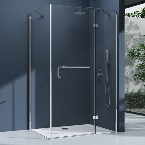 doporro Eck-Duschkabine Eckdusche Rav04K 90x110x190cm Glasdusche ESG-Sicherheitsglas Klarglas inkl. Easy-Clean-Beschichtung