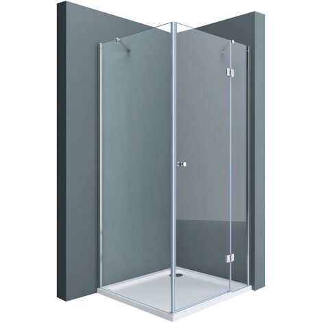 doporro Eck-Duschkabine Eckdusche Rav05K 75x120x190cm Duschabtrennung inkl. 4cm flacher Duschtasse in Weiß ESG-Sicherheitsglas Klarglas inkl. Easy-Clean-Beschichtung