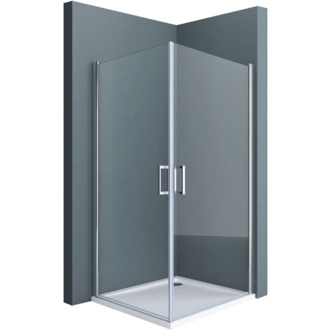 doporro Eck-Duschkabine Eckdusche Ravenna24K 90x90x195cm Duschabtrennung ESG-Sicherheitsglas Klarglas inkl. beidseitiger Easy-Clean-Beschichtung Hebe- und Senkmechanismus