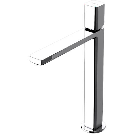 doporro® Einhebelmischer Silber 30,9 cm hoch Waschbeckenarmatur eckig Waschtischarmatur Einlochmontage DIN-Anschluss