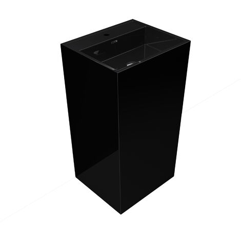 doporro freistehendes Standwaschbecken BTH: 50x42x90cm Col134, in schwarz matt, aus Mineralguss Waschtisch Waschplatz Standsäule