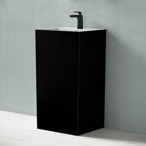 doporro freistehendes Standwaschbecken BTH: 50x42x90cm Col134, innnen weiß+außen schwarz, aus Gussmarmor Waschtisch Waschplatz Standsäule