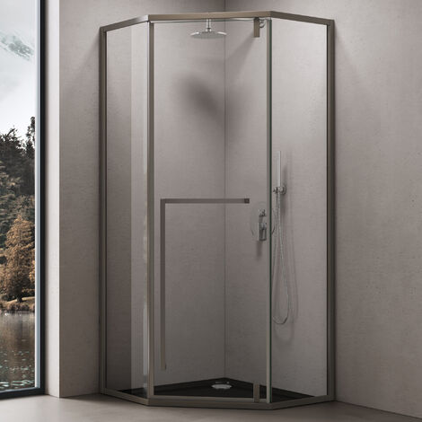 doporro® Fünfeckdusche Duschkabine 80x80x200cm Duschabtrennung ESG-Sicherheitsglas Klarglas inkl. Nano-Beschichtung Rahmenkonstruktion aus Edelstahl Ravenna68K