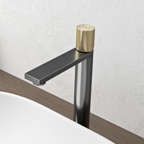 doporro Grifo Alto de Lavabo de Acero Inoxidable 304, Acabado Gris, Cartucho Cerámico, Altura 29 cm, Aireador Desmontable, Fino-01H