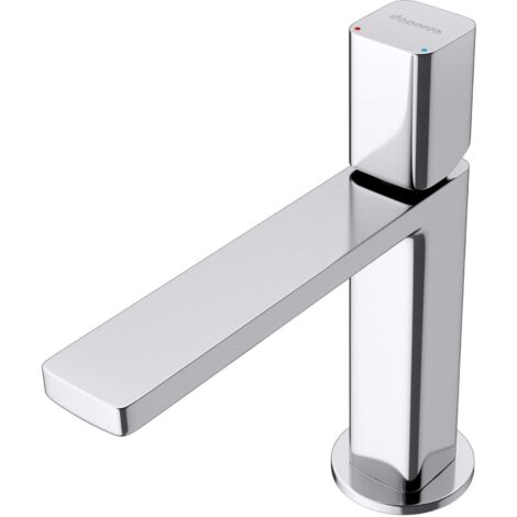 doporro Grifo mezclador monomando Plateado 19,6 cm altura, Grifería para lavabo angular con conexión -DIN de montaje de un solo orificio