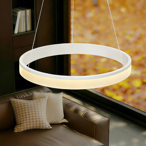 doporro Lampada a Sospensione LED 20W Dimmerabile Bianco Opaco Rotonda Ø40 cm Regolabile con Telecomando per Soggiorno, Sala da Pranzo, Camera da Letto Luvina02