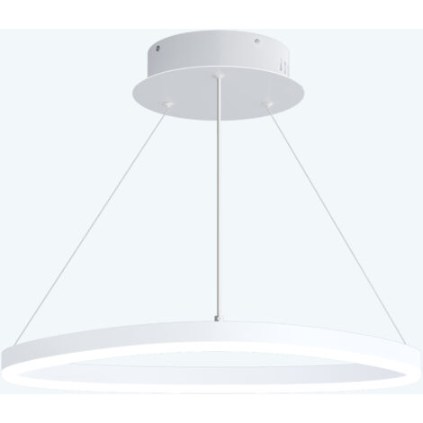 doporro Lampadario a Sospensione 16W, 50 cm, Metallo Base, Lunghezza Filo 100 cm, Altezza regolabile, Lampada da Soffitto a Sospensione per Camera da Letto e Soggiorno, Bianco, Alivetta