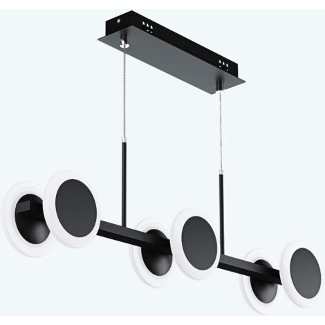 doporro Lampadario a Sospensione 24W, 70 cm, Metallo Base, Lunghezza Filo 150 cm, Altezza regolabile, Lampada da Soffitto a Sospensione per Camera da Letto e Soggiorno, Nero Opaco, Alivetta
