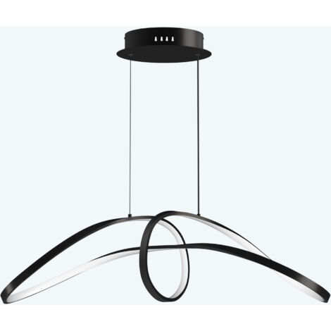 doporro Lampadario a Sospensione 30W, 90 cm, Metallo Base, Lunghezza Filo 100 cm, Altezza regolabile, Lampada da Soffitto a Sospensione per Camera da Letto e Soggiorno, Nero, Alivetta