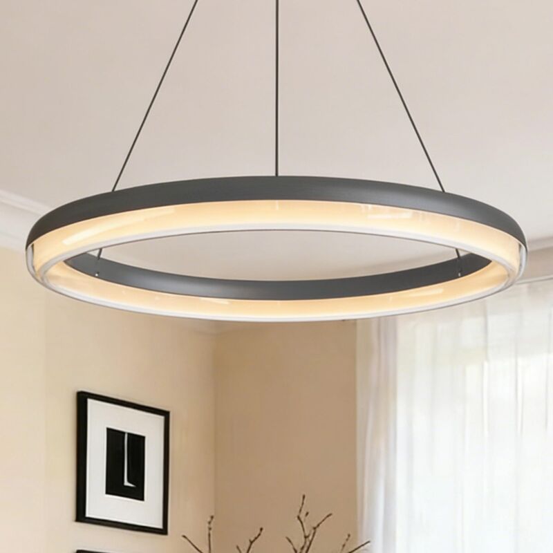 doporro Lampadario a Sospensione 20W, Lampada 3000-6000K con Filo 110 CM, Altezza regolabile, Lampada da Soffitto a Sospensione per Camera da Letto e