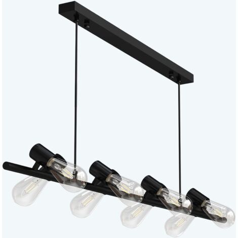 doporro Lampadario a Sospensione 8W8, 120 cm, Metallo Base, Lunghezza Filo 100 cm, Altezza regolabile, Lampada da Soffitto a Sospensione per Camera da Letto e Soggiorno, Nero, Alivetta