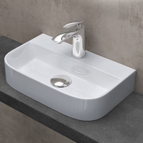 SOGOOD doporro® Lavabo da Appoggio, Lavabo Bagno Sospeso 38x23,5x8cm, Lavandino Bagno in Ceramica Nano Rivestimenti Brüssel003, Bianco