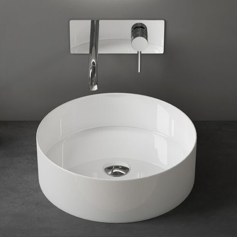 Doporro - Lavabo da Appoggio 31x31x11cm, Lavandino Bagno Brüssel203 in Ceramica con Nano Rivestimenti inclusi, Bianco - Bianco