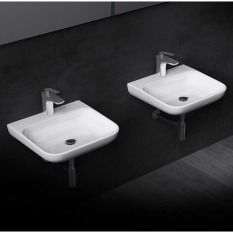 doporro Lavabo da Appoggio, Lavandino Bagno48X42X11cm, Lavabo da Minerale Fuso Colossum811-480, un Foro per la Rubinetteria, Bianco lucido