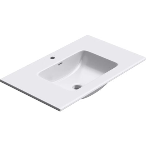 doporro Lavabo Empotrado Blanco Baño 80x48x14 cm Lavamanos Rectangular de Mármol Fundido Colossum02