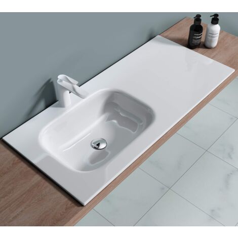 doporro Lavabo Incasso Doppio, Lavabo Sottopiano 100x48x14cm, Lavabo da Appoggio Lavandino Bagno da Marmo Fuso Colossum04