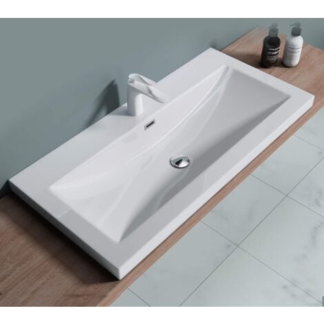 SOGOOD doporro Lavabo Incasso, Lavabo Sottopiano da Marmo Fuso 100x48x13cm Lavandino Bagno Colossum01