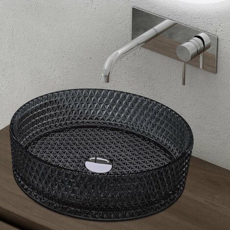 doporro lavabo sobre encimera lavabo de cristal 39x39x12cm en vidrio gris lavabo Minerva07