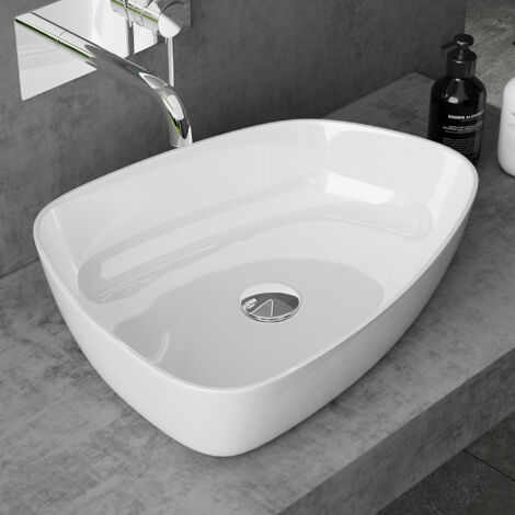 doporro Lavabo Vasque à Poser Blanc 50cm Lave Main Colossum806 51x39x12cm