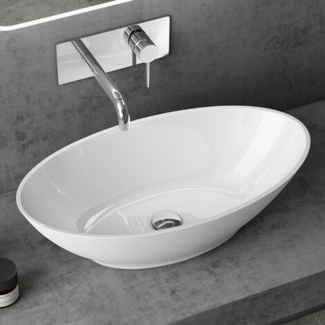 doporro Lavabo Vasque à Poser Blanc 63cm Lave Main Colossum807 63x34x17 cm