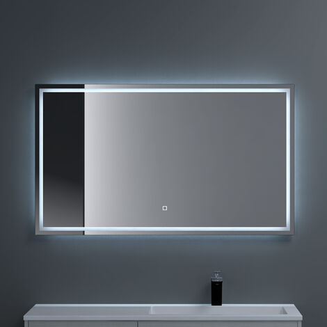 doporro Luce da Specchio a LED, Lampada da Specchio per Bagno Touch Control Specchio Senza Cornice Ramata di 5MM Eck02
