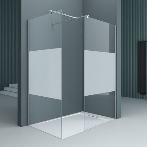 doporro Luxus Duschwand Duschabtrennung Bremen1MS 80x120 Walk-In Dusche aus 2 festen Glaselementen mit Stabilisator aus Echtglas 8mm ESG-Sicherheitsglas Klarglas inkl. Nanobeschichtung