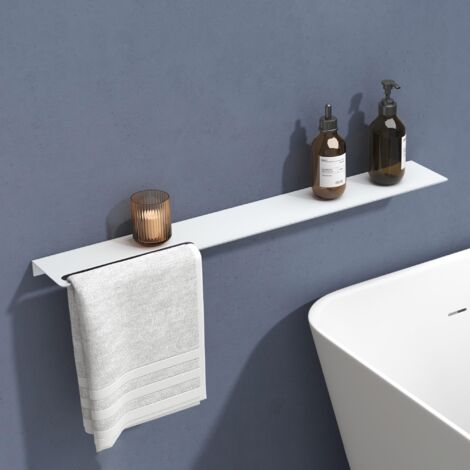 doporro Mensola da Parete Multifunzionale 60 cm in Alluminio Bianco Opaco, Mensola per Doccia con Portasciugamani, per Bagno e Cucina Reglo-06