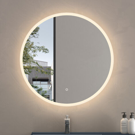 doporro Miroir de Salle de Bains Rond Lumineux avec Éclairage LED Glace Éclairé avec Interrupteur Tactile φ 50 cm