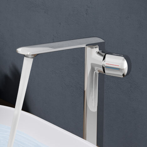 doporro Miscelatore lavabo bagno in ottone cromato, monocomando per acqua calda e fredda 28,1 cm WAO-1180H