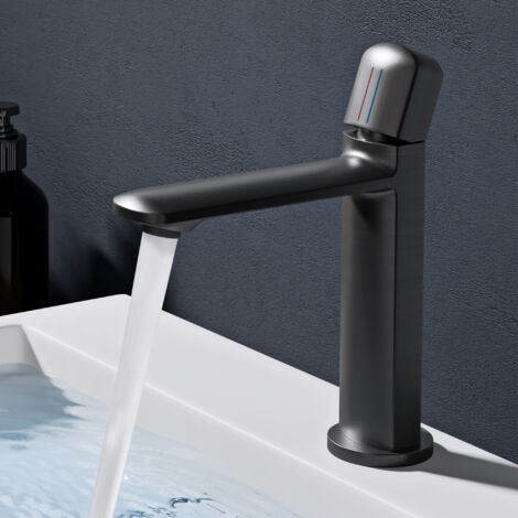 doporro Miscelatore lavabo bagno in ottone Grigio, monocomando per acqua calda e fredda 20,9 cm WAO-1190