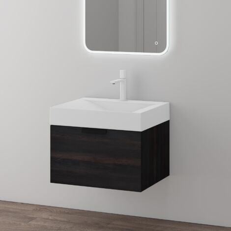 doporro Mobile Bagno Sospeso 60x35x48cm, Mobiletto per Bagno in Antracite, Seria Lonato