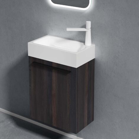 doporro Mobile Bagno Sospeso46x26x63cm, Mobiletto per Bagno con Lavabo, Grigio Scuro, Seria Pisa
