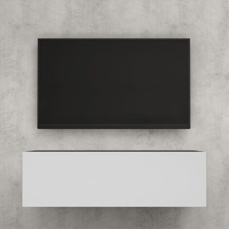 doporro Mobile Porta TV Sospeso 100 cm con Anta Antracite Opaco e Bianco Opaco, Credenza Bassa da Soggiorno Salotto, Madia Consolle Bicolore per TV Fernsehschrank02