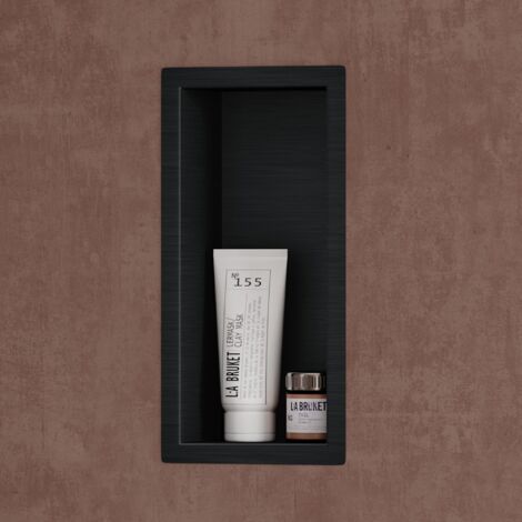 SOGOOD doporro® Nicchia Doccia a Parete 15x30x8.3cm, Nicchia Bagno Doccia a Muro a Incasso in Acciaio Inox, Nero
