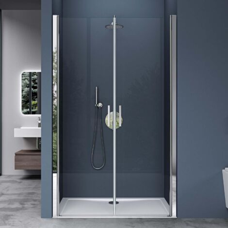 doporro Nischentür 94cm - 98cm Nischendrehtür Duschabtrennung Teramo24 195cm ESG-Sicherheitsglas Duschtür aus Klarglas mit Hebe- und Senkmechanismus inkl. NANO-Beschichtung