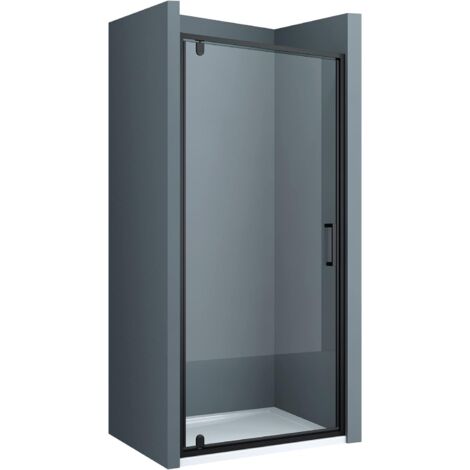 doporro® Nischentür Duschabtrennung 75x200cm Duschtür ESG-Sicherheitsglas Nischentür Klarglas Duschwand schwarz inkl. Nano-Beschichtung Teramo61K