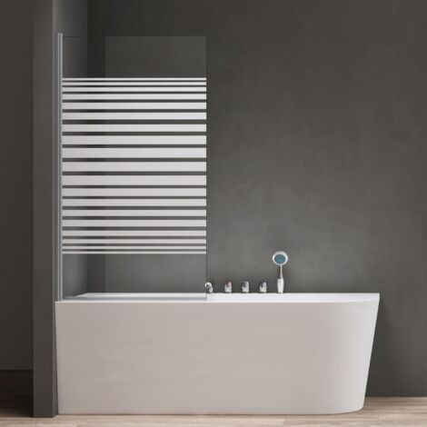 doporro Parete Vasca da Bagno Doccia 80x140cm, Parete Sopravasca Doccia Apertura 180° Vetro Parzialmente Smerigliato 6mm Cortona201MS