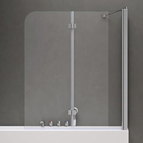 doporro Parete Vasca da Bagno Doccia75x120x140cm, Parete Sopravasca Doccia Destra Vetro Trasparente 6mm Cortona113