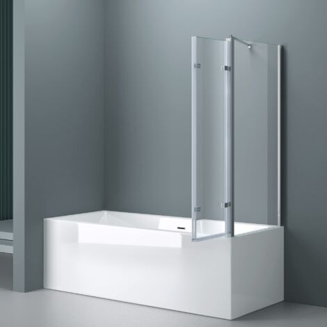 doporro Parete Vasca da Bagno Doccia75x130x140cm, Parete Sopravasca Doccia Sinistra Vetro Trasparente 6mm Cortona116