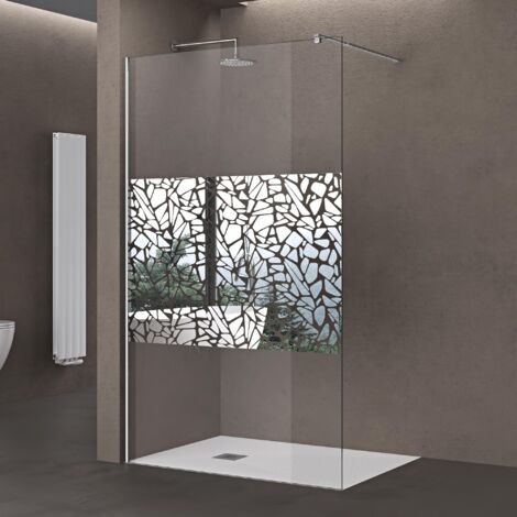 doporro Paroi de Douche à L'italienne avec Stabilisateur Rectangulaire Chorme Verre de Sécurité 10mm Revêtement NANO 80 x 200 cm Montage Réversible Bremen02BL