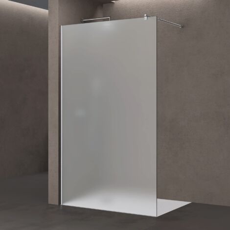doporro Paroi de Douche à L'italienne Opaque 120cm Pare-Douche Verre de Sécurité 10mm Bremen02VS 120x200cm Profilé Chromé Stabilisateur Rond