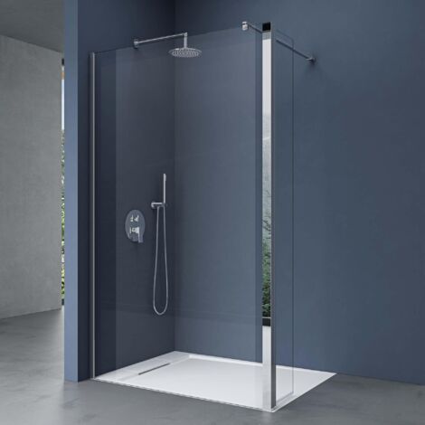doporro Paroi de douche à l'italienne Transparent pare-douche Bremen2K-Plus 80x200cm Montage Réversible + Partie Latérale 30cm verre de sécurité 10mm Stabilisateur Rectangulaire