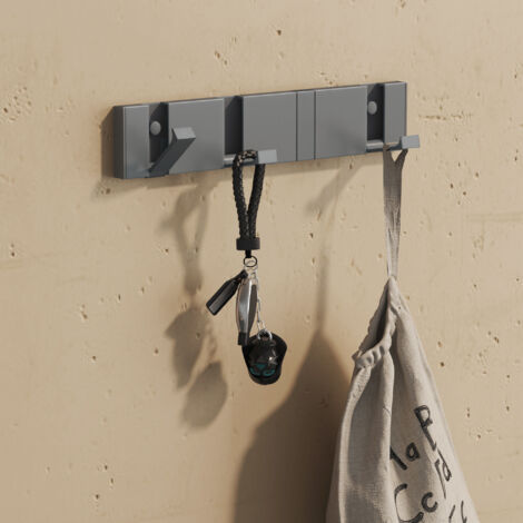 doporro Patère Murale en Aluminium Crochets Escamotables pour Suspendre Manteaux Sacs Chapeaux Porte Manteaux Antidérapant Accroche Serviette 30.4×1.4×6CM Gris Wandgarderobe01