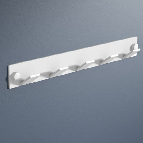 doporro Perchero de Pared de 5 Ganchos de Acero Inoxidable 304, Antióxido y Antideslizante, Instalación Sin Taladros o con Tornillos, Ideal Para Dormitorio, Cocina y Baño, Blanco Mate, Stalo-03