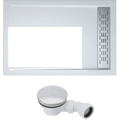 doporro Piatto Doccia con Piletta 80x90x5cm, Piatto Doccia Quadrato in Acrilico incl. Piletta di Scarico (AL02) Xetro04W, Bianco